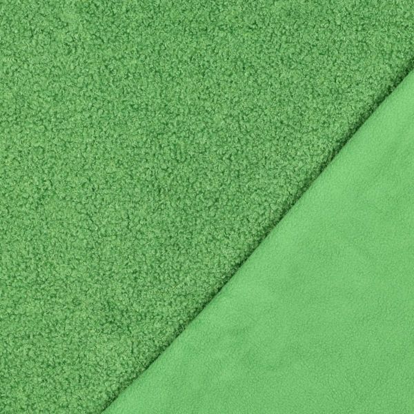 Teddy Bouclé Doubleface Fleece – frisches Grün – kuscheliger Jackenstoff in Lammfelloptik