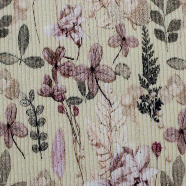 Rippjersey Blüten Gräser creme beige – Serie Garden Vibes by Cherry Picking von Swafing