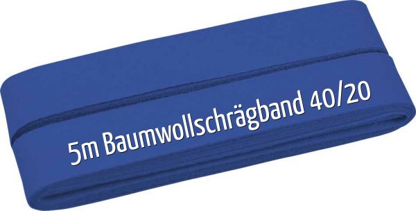 5m Schrägband aus Baumwolle blau - Baumwollschrägband 40/20/10