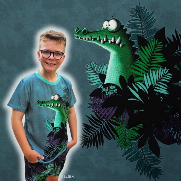 Jersey Krokodil Alligator Farn - Sea You Later by Thorsten Berger - 85cm Panel