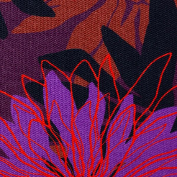 Viskose Kleider & Hosenstoff Blüten violett orange - Asteria by Thorsten Berger von Swafing-Copy