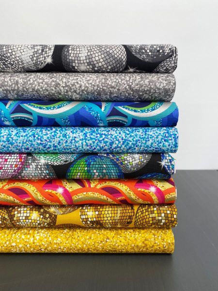 Baumwolle mit Metallic Print gelb gold Glitter Konfetti - Lewis & Irene DISCO!