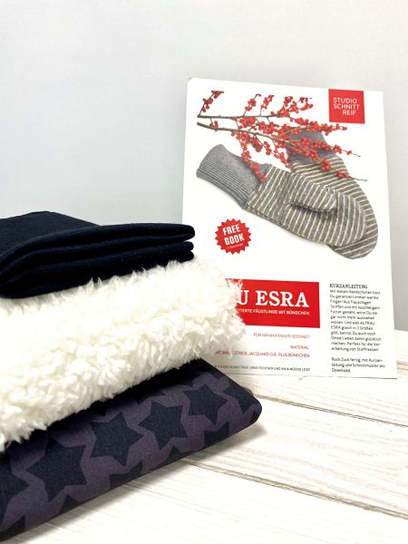 DIY Nähset für Handschuhe FRAU ESRA • Fäustlinge aus Softshell und Teddy Gr. S-L