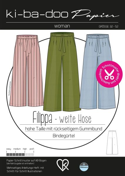 Schnittmuster edle weite Hose Filippa von KiBaDoo - Gr. 32-58