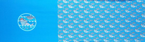 Jersey Steinbeck Robbe und Haifisch blau – 47cm Panel