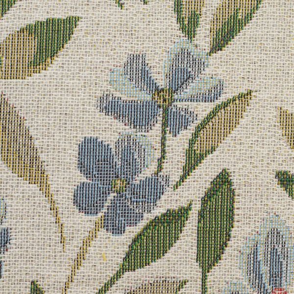 Gobelin Emmeline mit Blumen Motiv natur hellblau rose oliv - Dekostoff von Swafing