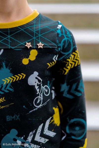 Sweat Streetstyle BMX Cross Rad schwarz senf petrol von lycklig – French Terry