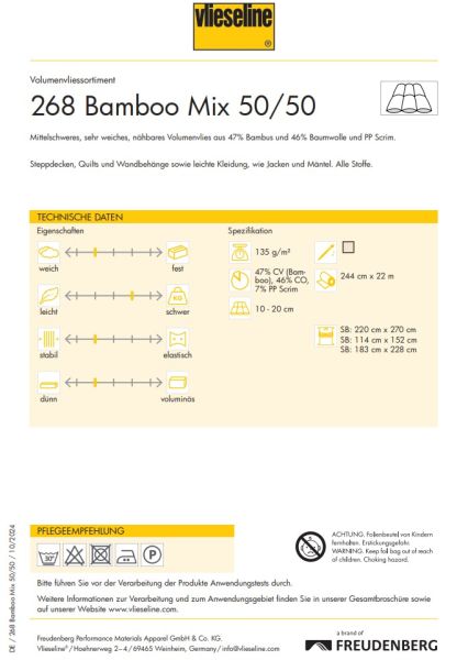 extra breites Volumenvlies aus Bambus und Baumwolle - 268 Bamboo Mix 50/50 (MW)