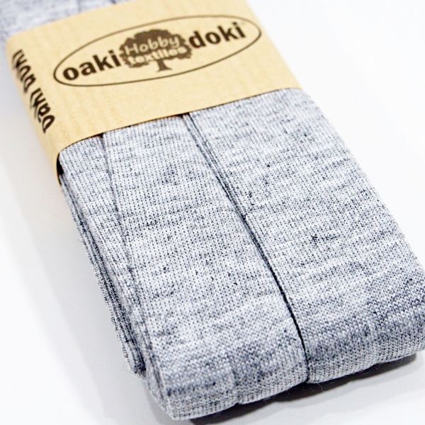 3m Elastisches Schrägband aus Jersey hellgrau meliert - Jerseyschrägband 40/20/10