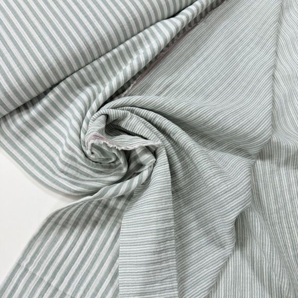 Doubleface Musselin Eukalyptus Grün gestreift