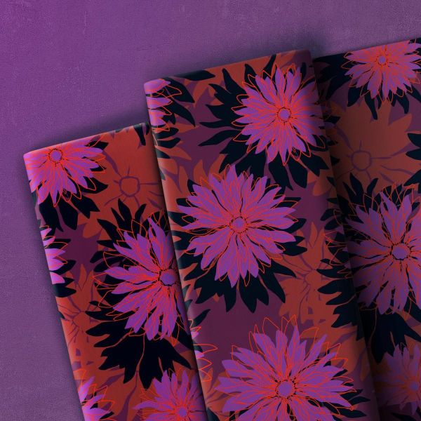 Viskose Kleider & Hosenstoff Blüten violett orange - Asteria by Thorsten Berger von Swafing-Copy