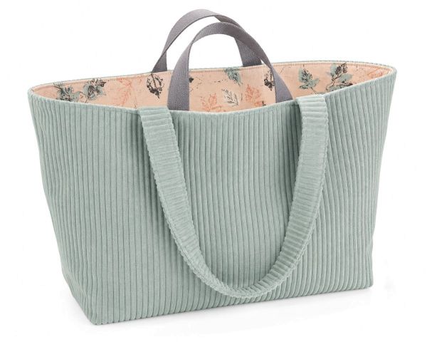 Taschen-Stoffpaket mint – Breitcord, Baumwoll-Dekostoff & graues Gurtband