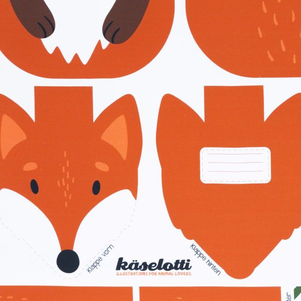 DIY Nähset Turnbeutel Fuchs von Käselotti - Tierbeutel Panel 75x150cm