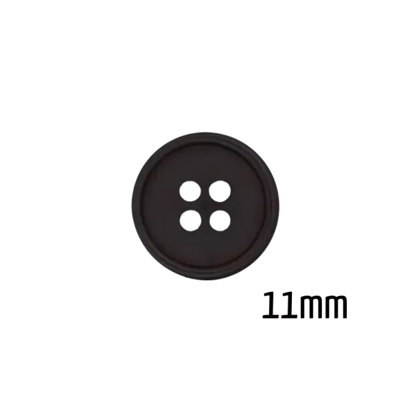 Kleiner Knopf 11 mm schwarz aus Polyester mit 4 Löchern