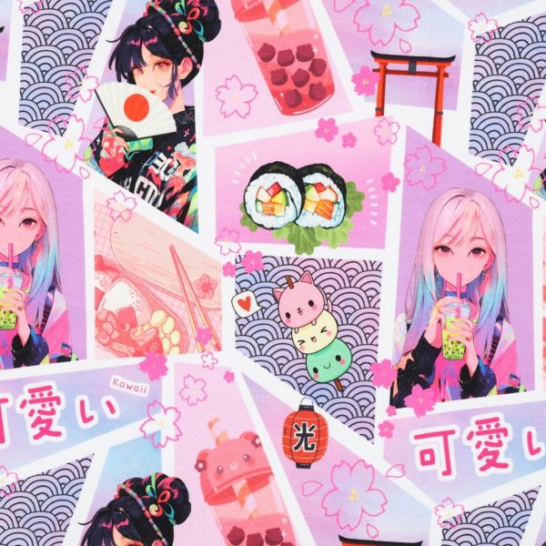 Jersey Manga Japan Sushi Mochi Kawaii Asia Anime flieder pink violett