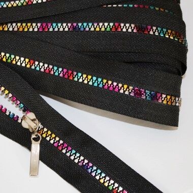 Wende Reißverschluss endlos Profil 5mm schwarz Regenbogen – Endlosreißverschluss PR5