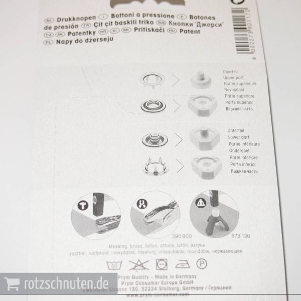 6 Jersey Druckknöpfe PRYM – 12mm mit Perl Kappe und Werkzeug