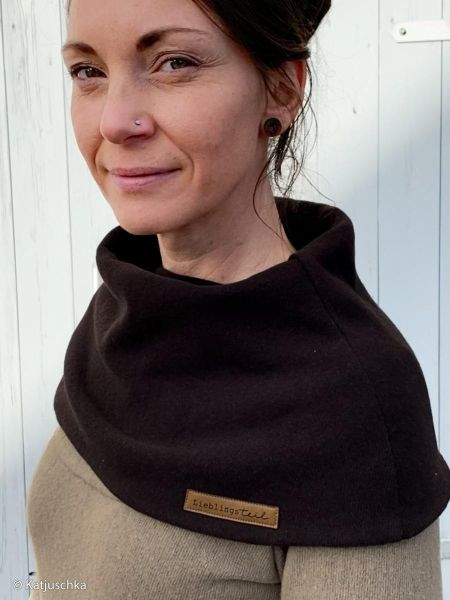 Weicher dicker Strickstoff in dunkelbraun meliert – Strick Bono von Swafing