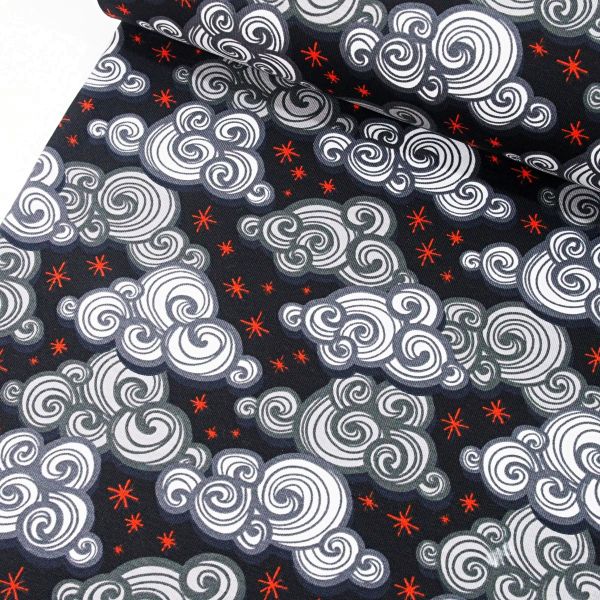 Jersey mit Wolken Sternen schwarz rot – QjuTie Collection galaxy storm