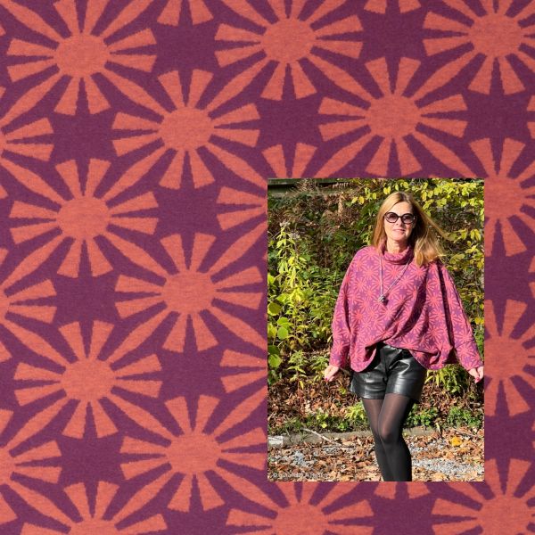 Kuschel Jacquard Jersey Sonne beere – Kuschelstrick Herbst von Swafing