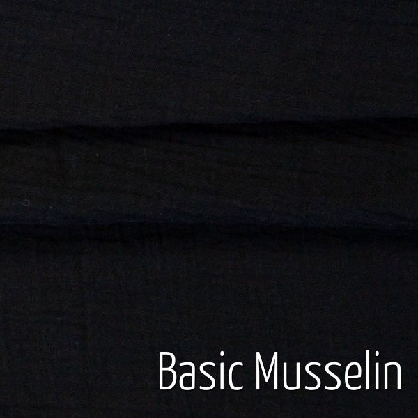 Basic Baumwolle Musselin uni schwarz - Double Gauze Baby Muslin