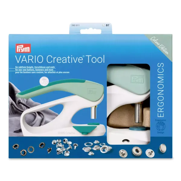 PRYM Vario Creative Tool für Ösen Nieten und Druckknöpfe salbei mint - mit Lochwerkzeug Starter Set