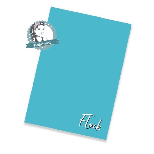 Flockfolie für Textildruck türkis aqua A4 - Plotterfolie von Plottermarie Flock Velours 480µ