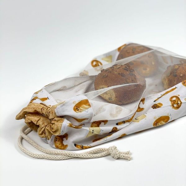 Baumwollstoff Carry Bags von Cherry Picking Brot und Obstbeutel - Panel 95x145cm