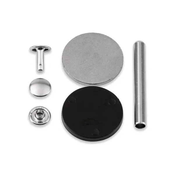 20 Hohlnieten silber Gr. M - Ø9mm x 4-6mm ohne Werkzeug - für Vario Creative Tool