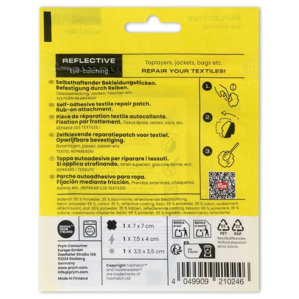 Prym x FabPatch Reflective Reparaturflicken schwarz/grau 3 Stück