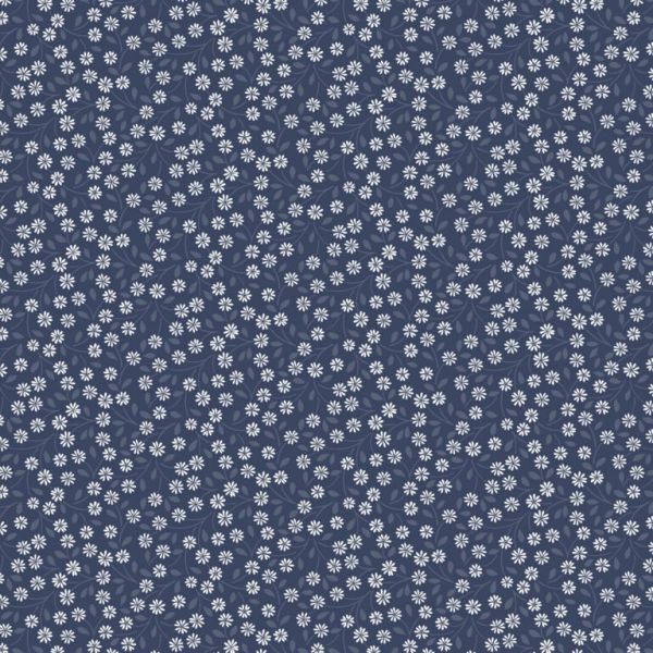 Baumwollstoff mit kleinen Blüten dunkelblau – Patchworkstoff Forever Blooms Interlaced Blossoms navy