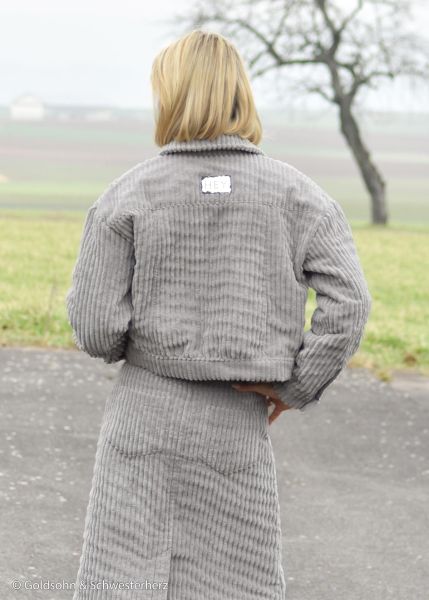 Samtcord uni hellgrau – robuster Breitcordstoff für Möbel & Taschen Wanja von Swafing