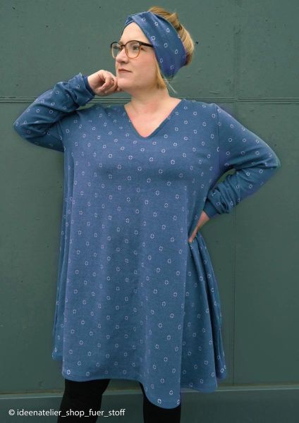 Jacquard Strickstoff Rauten jeans blau – Kuschelstrick von Swafing