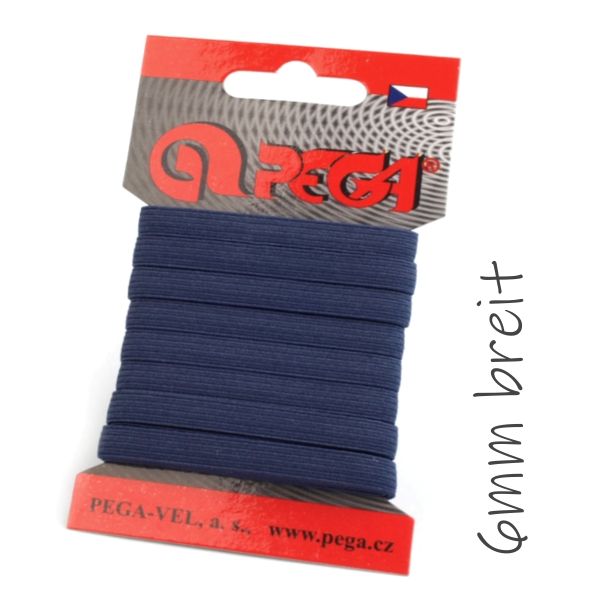 5m schmales Gummiband dunkelblau navy - 6mm breit
