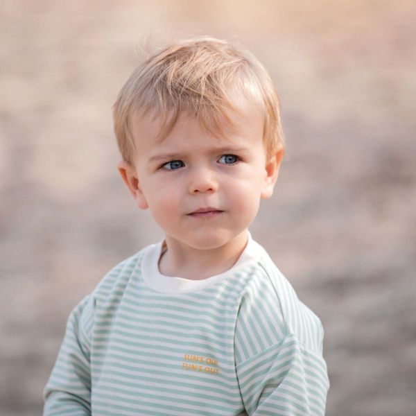 French Terry mit Streifen in Creme Mint - 150cm breit von See You At Six