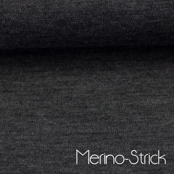 Weicher dünner Merinostrick dunkelgrau meliert - 100% Schurwolle Merino Strickstoff von Swafing
