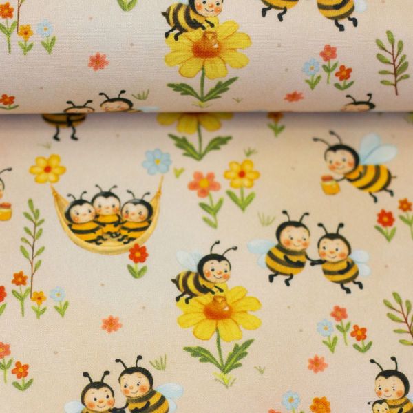 Baumwollstoff TIM Bienen & Blumen – Webware von Swafing