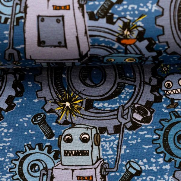 Jersey Roboter Zahnräder Schrauben blau - Happy Metal by Steinbeck von Swafing