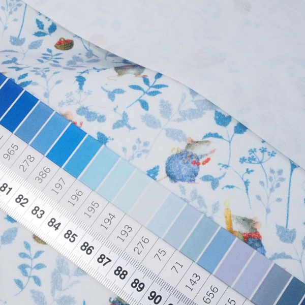 Acufactum Jersey Mauseblau - kleine Winter Mäuse blau bunt - Baumwoll Interlock Jersey