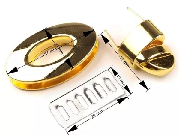 Taschen Drehverschluss gold 23x37mm für Taschen und Rucksäcke