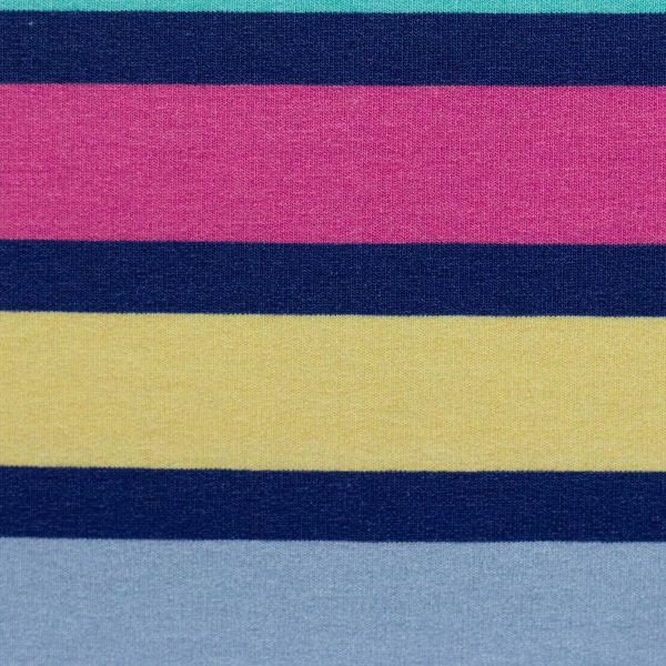 French Terry Panel Simply Stripes dunkelblau bunt – Streifen Sommersweat