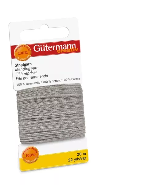 20m Gütermann Stopfgarn silbergrau – 100% Baumwolle für Reparaturen & Handarbeiten