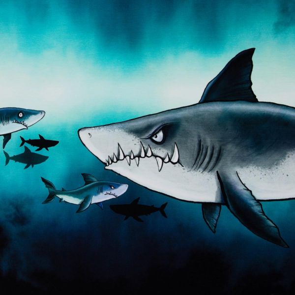 French Terry Big Shark Tank - großer Hai - Salty Soul by Thorsten Berger - 85cm Panel