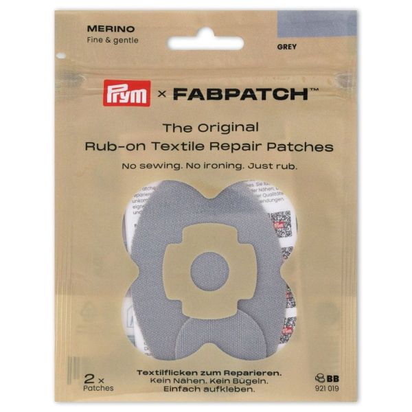 Prym x FabPatch Merino Reparaturflicken hellgrau 2 Stück