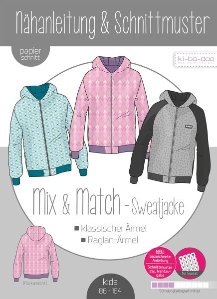 Schnittmuster Mix & Match Sweatjacke Kids von KiBaDoo - Gr. 86-164