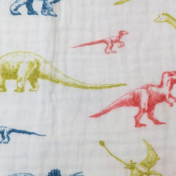 Baumwolle Musselin Dinos weiß blau grün rot – Double Gauze Thea by Swafing