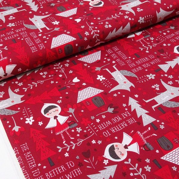 Baumwolle Märchen Rotkäppchen Wolf rot - Little Red by Meags & Me