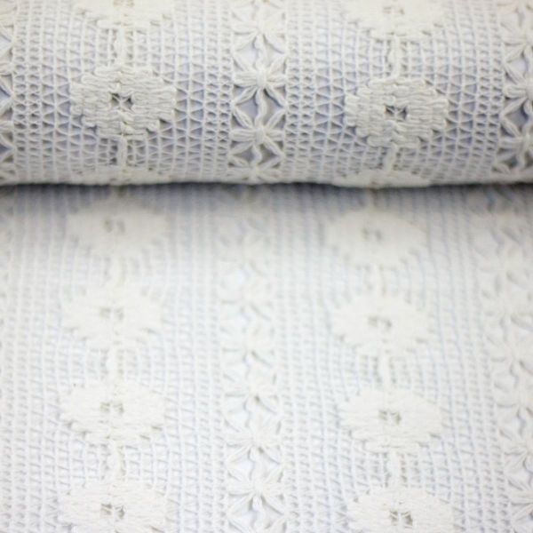 Boho Lace - Baumwolle Spitze creme weiß mit Blüten (2. Wahl) – Romantic Vintage Shabby Chic Adenau