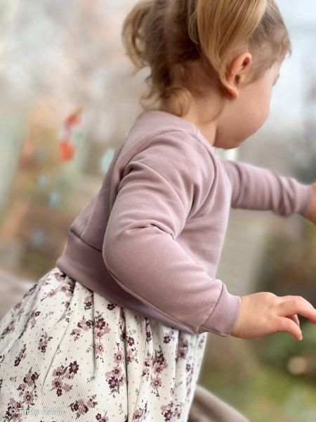 Rippjersey Blüten Blumen Punkten altrosa beere mauve – Serie Mia von Swafing