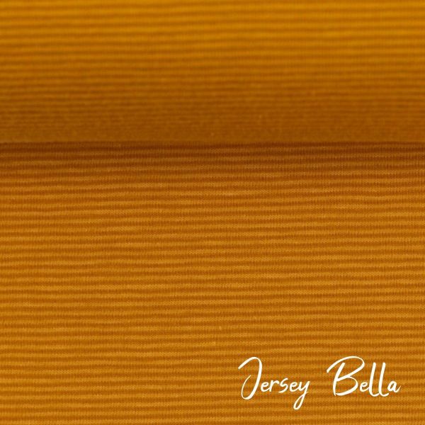 Jersey Bella mit feinen Streifen ocker senf – Baumwolljersey von Swafing